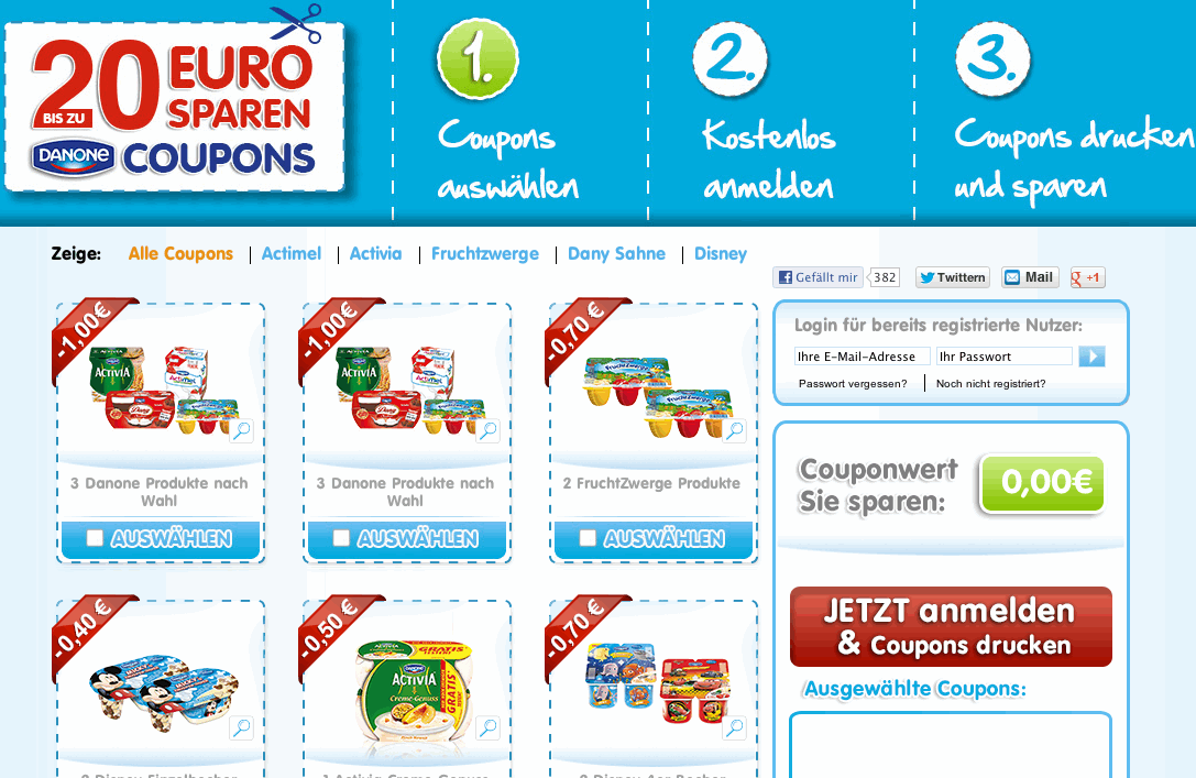 danone coupons 20 euro sparen