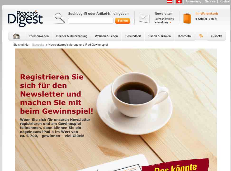 readers digest ipad gewinnspiel