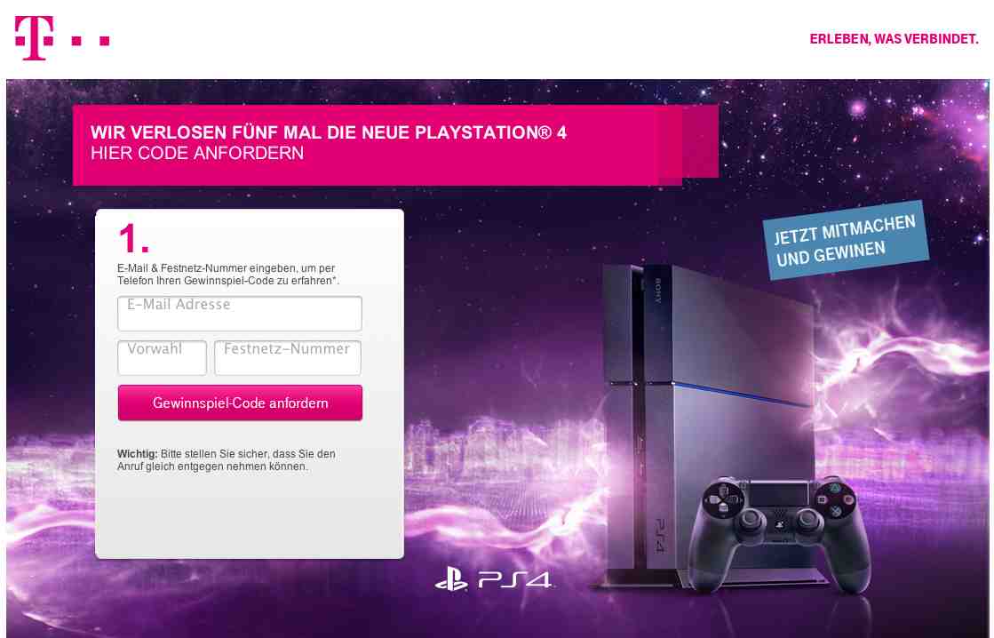 telekom playstation4 gewinnspiel