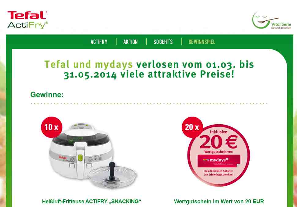 tefal fritteuse gewinnspiel