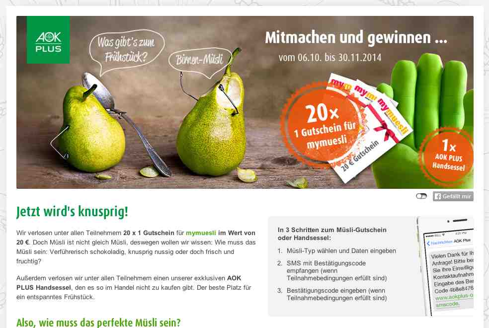 aok mymuesli gewinnspiel