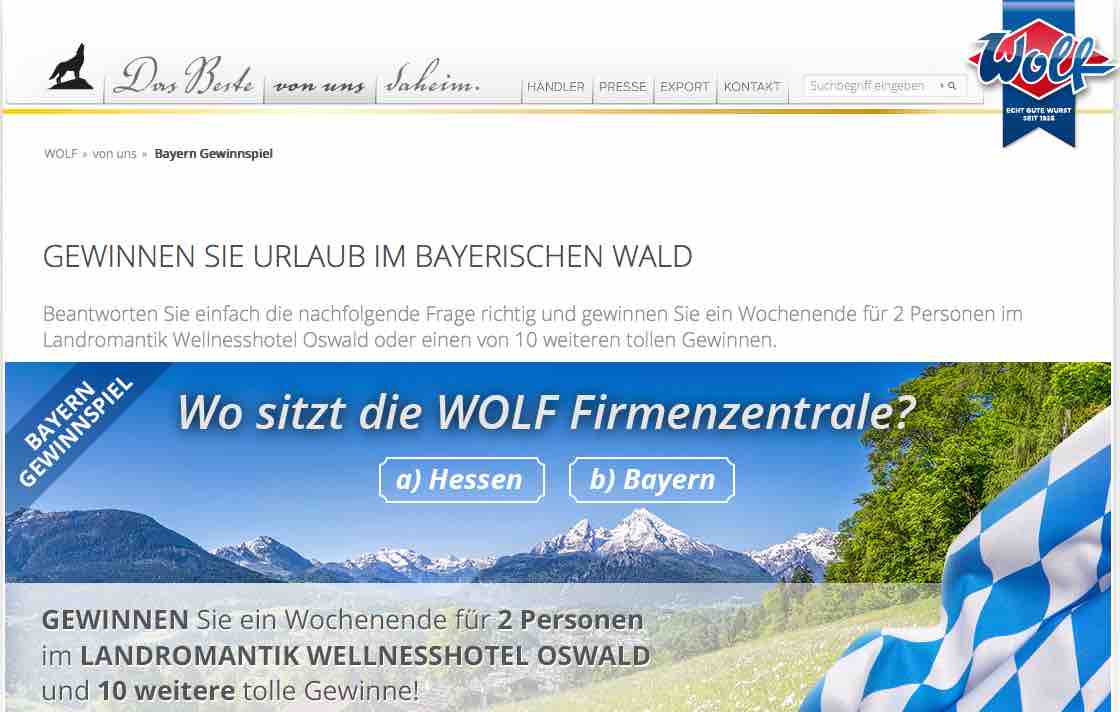 wolf wurst reise gewinnspiel