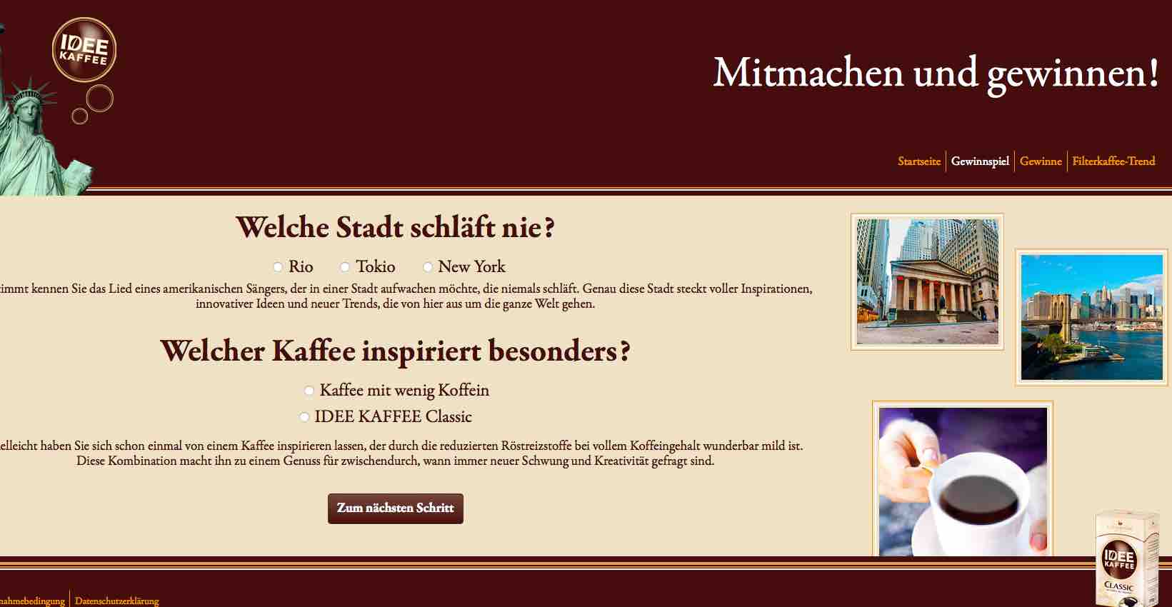 idee kaffee reise gewinnspiel