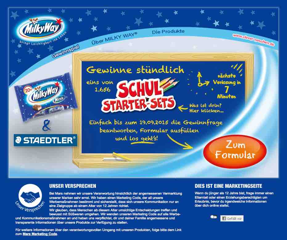 milky way schulstarter gewinnspiel