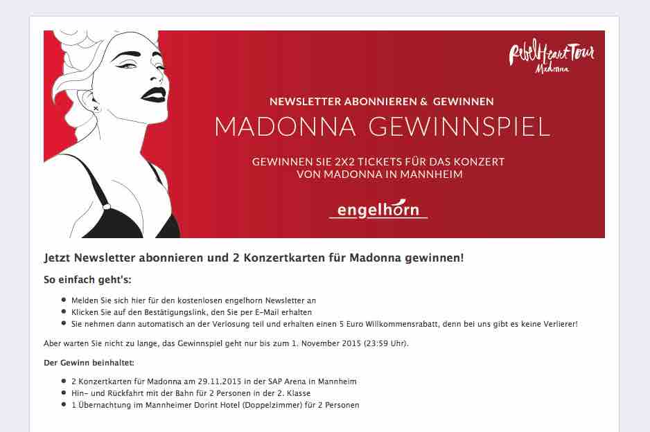 Madonna Ticket Gewinnspiel