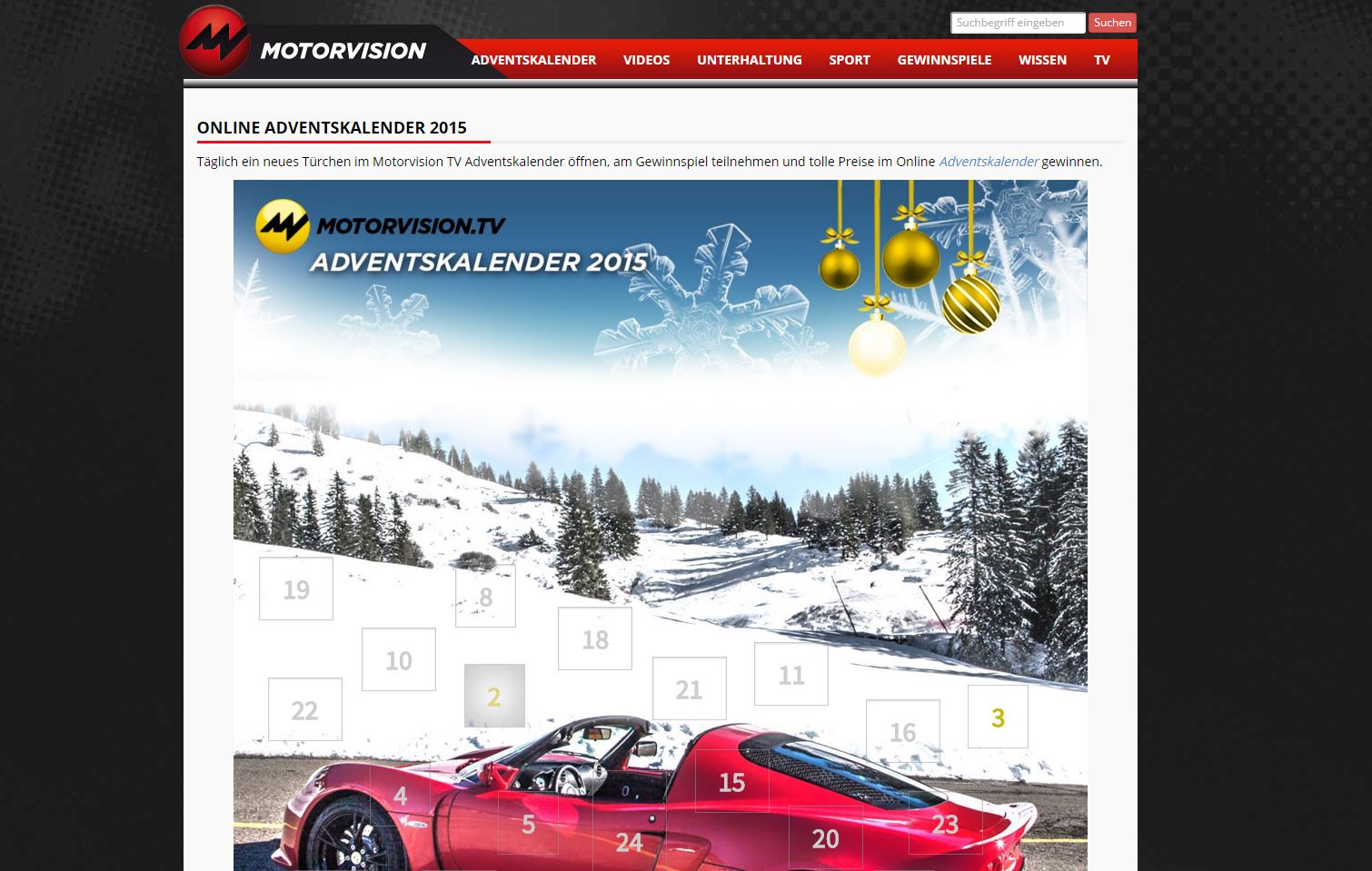 Motorvision Online Adventskalender ichwilltesten.de