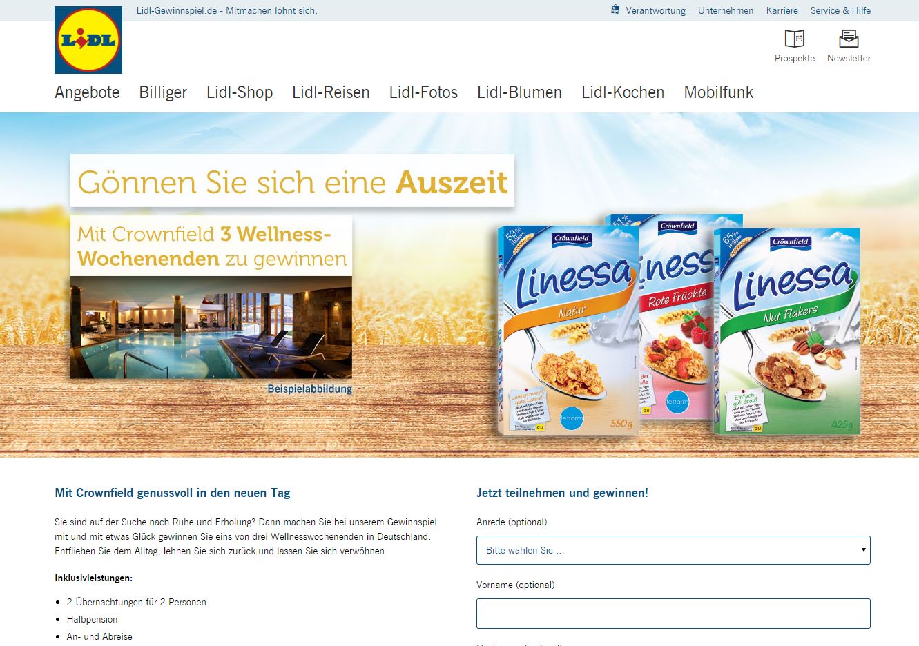 LIDL Crownfield Gewinnspiel ichwilltesten.de
