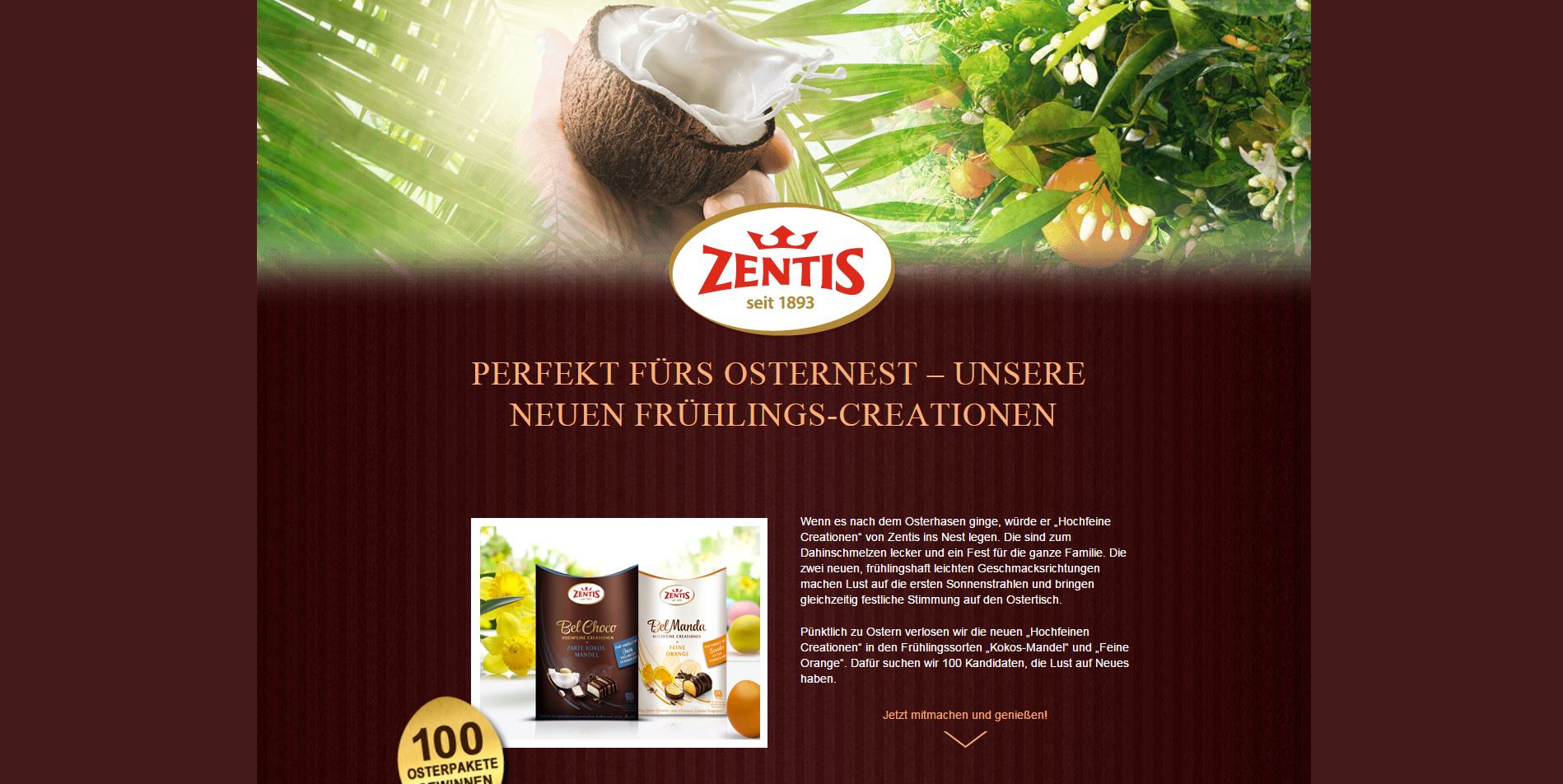 zentis gewinnspiel probierpakete gewinnen