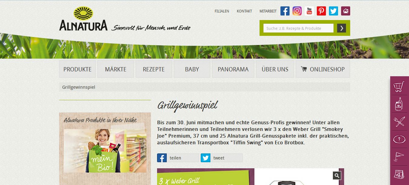 alnatura gewinnspiel weber grill gewinnen