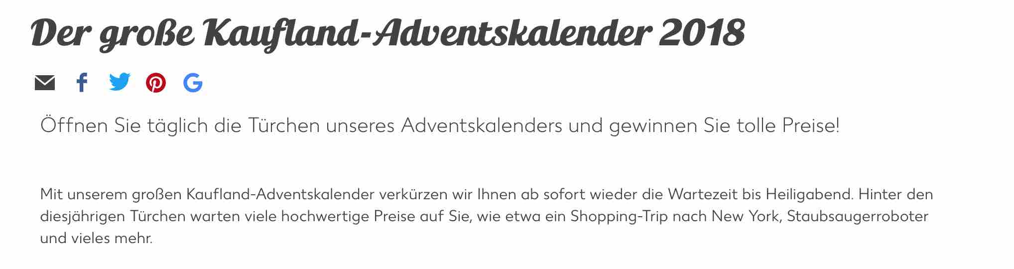 Kaufland Adventskalender mit wunderschönen Preisen
