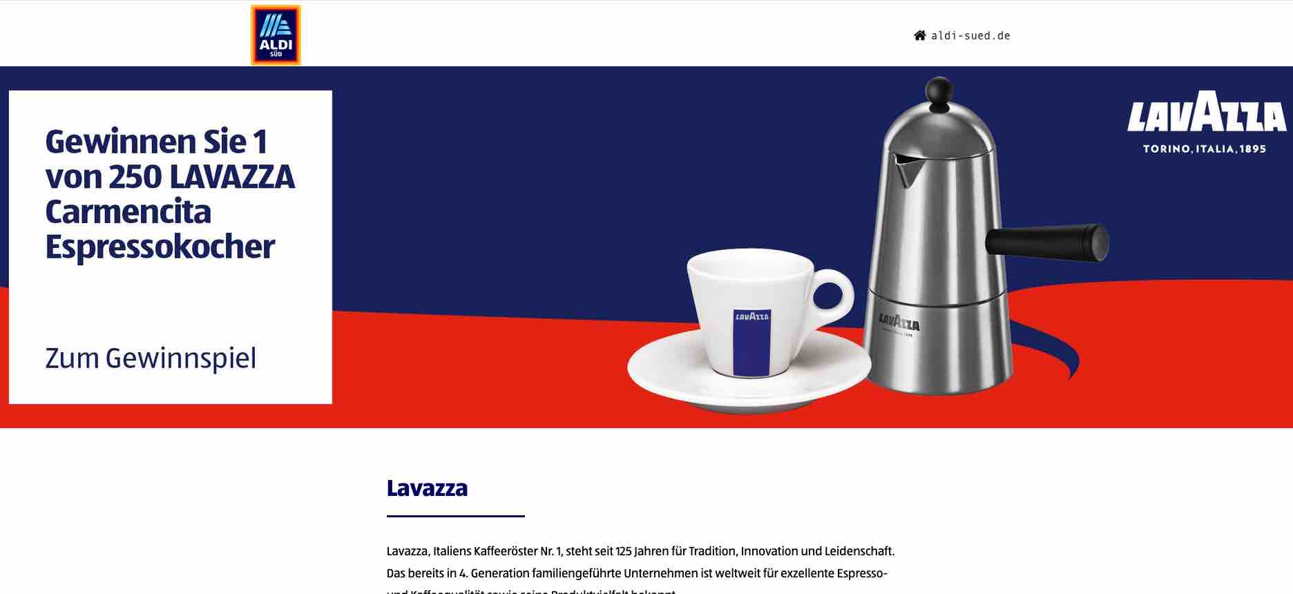 aldi süd lavazza gewinnspiel