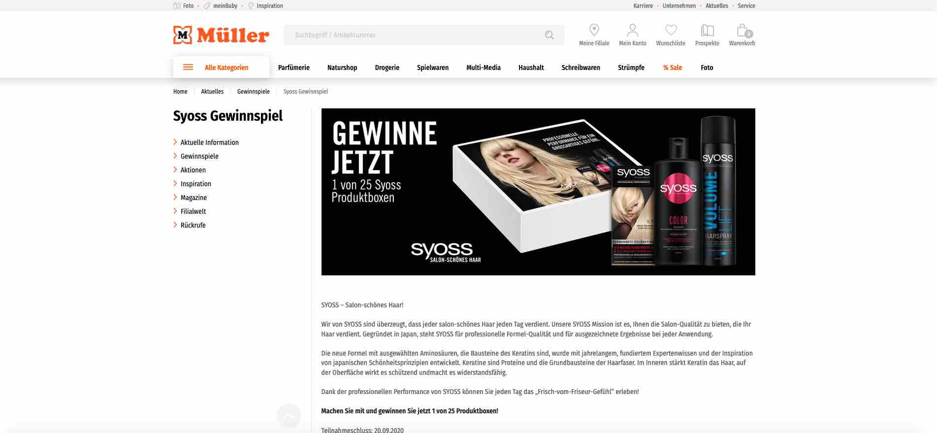 mueller drogerie syoss gewinnspiel