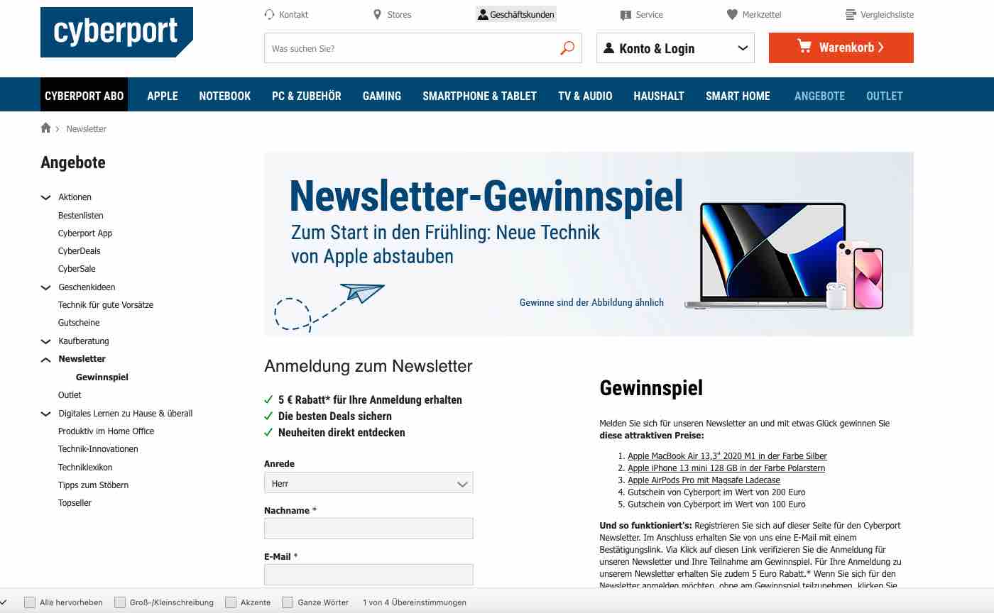 cyberport gewinnspiel