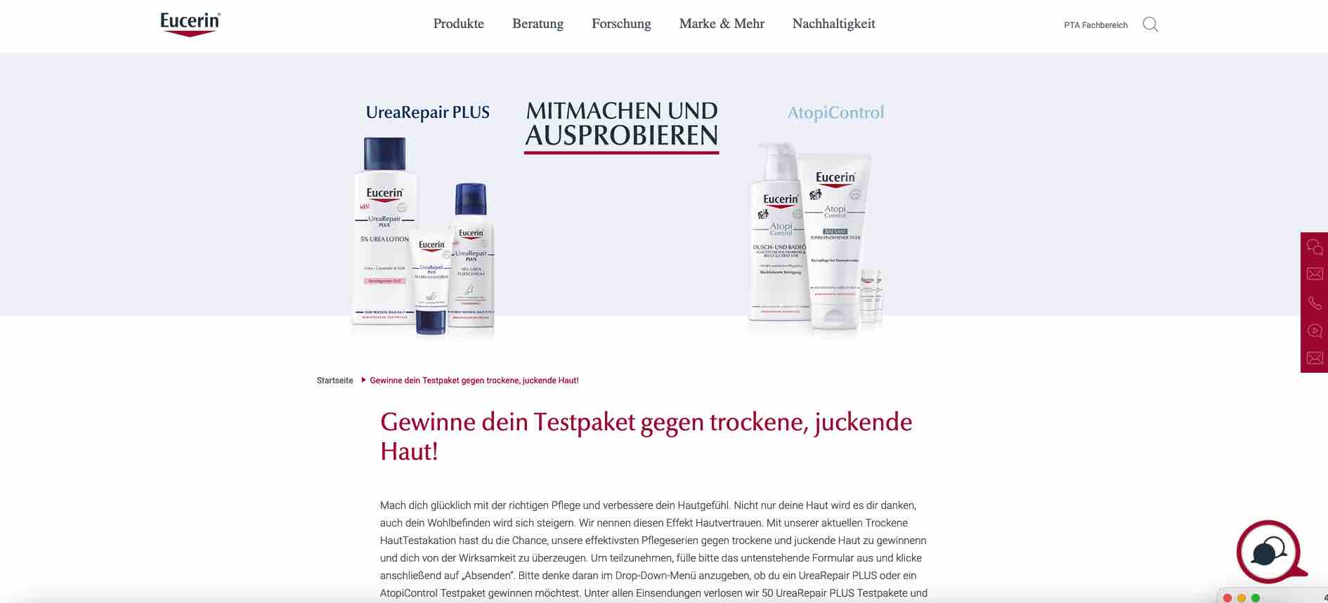 eucerin testpaket gewinnspiel