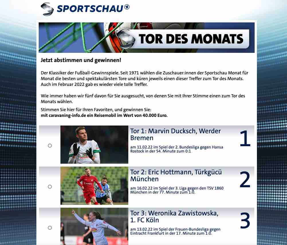 sportschau gewinnspiel tor des monats