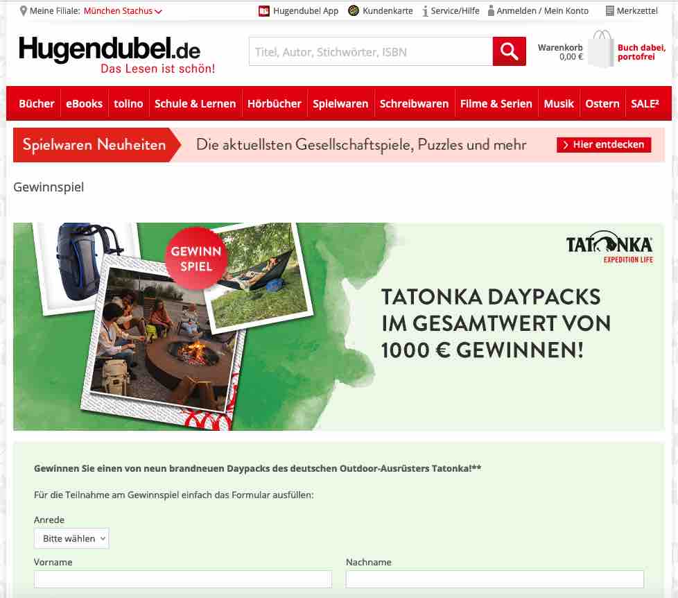 hugendubel tatonka daypacks gewinnspiel