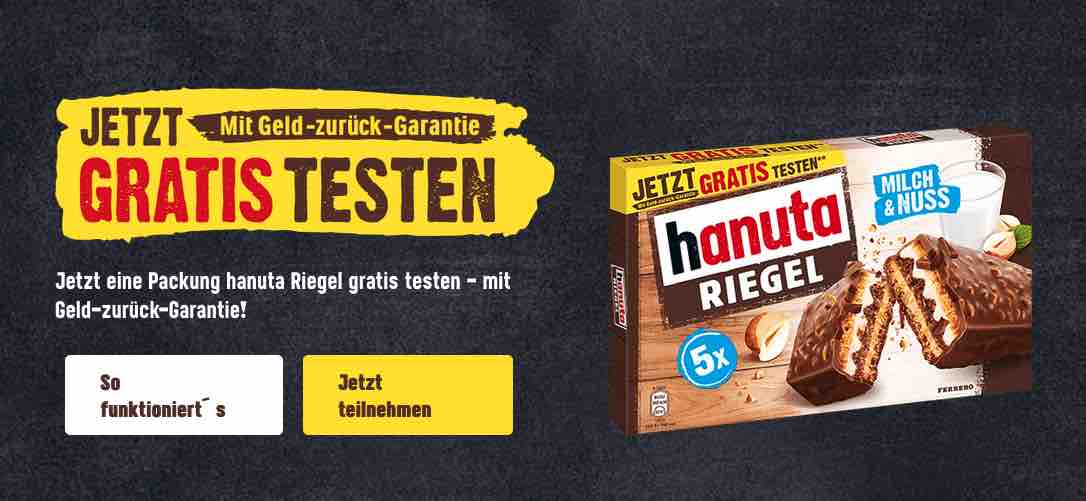 hanuta riegel gratis testen