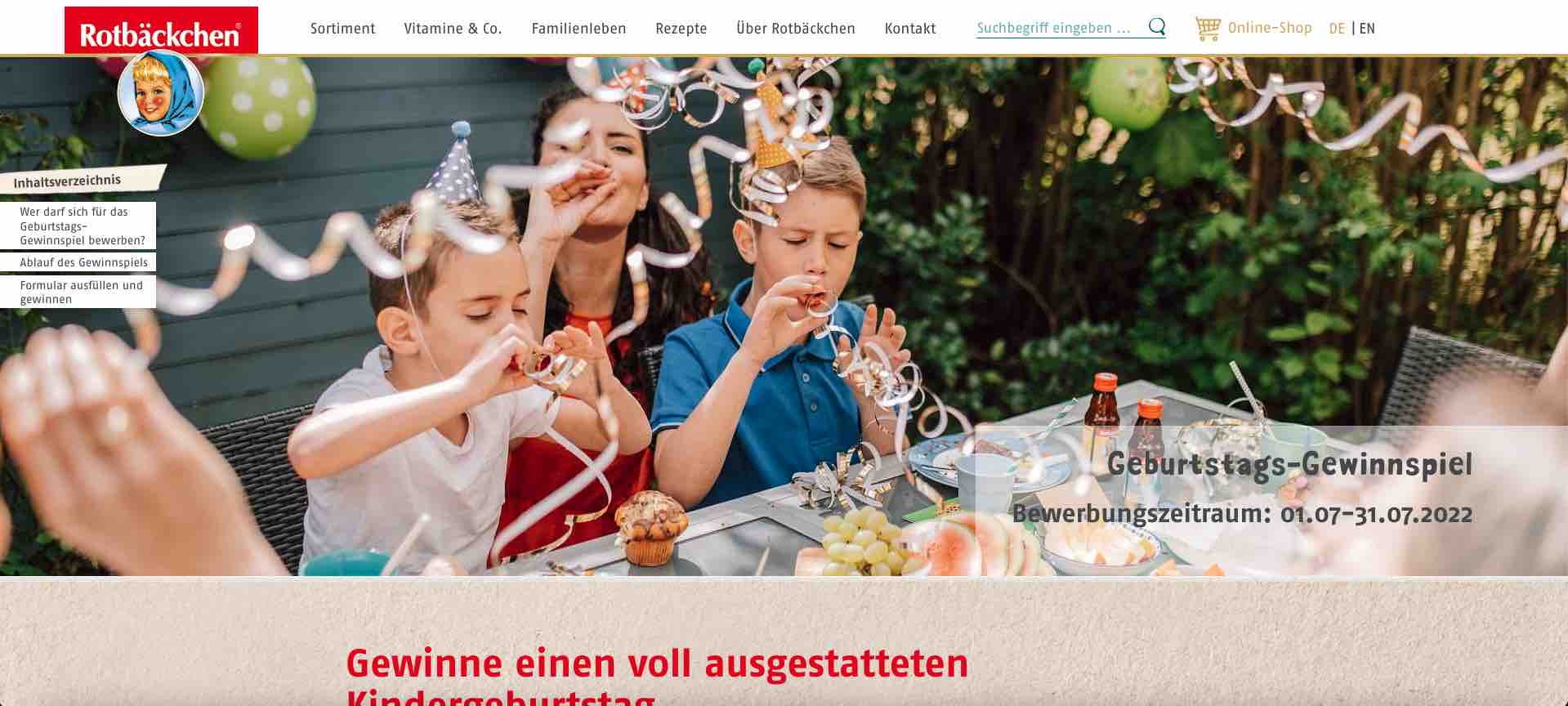 rotbäckchen kindergeburtstag gewinnspiel