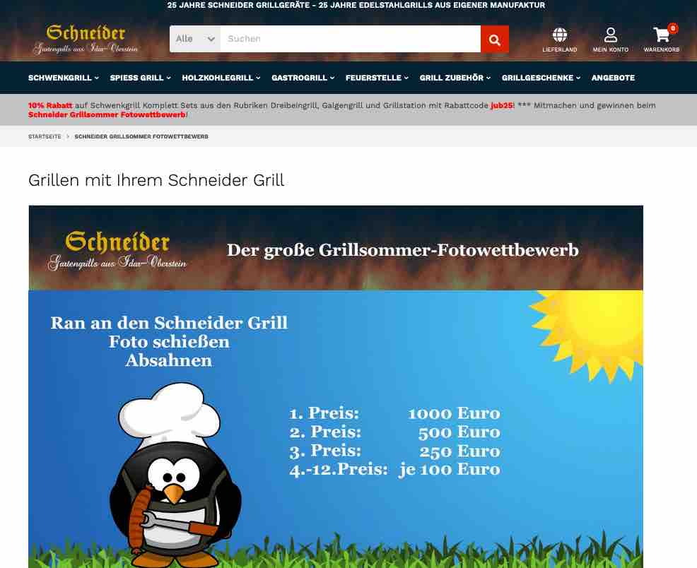 Schneider Grill Geld Gewinnspiel