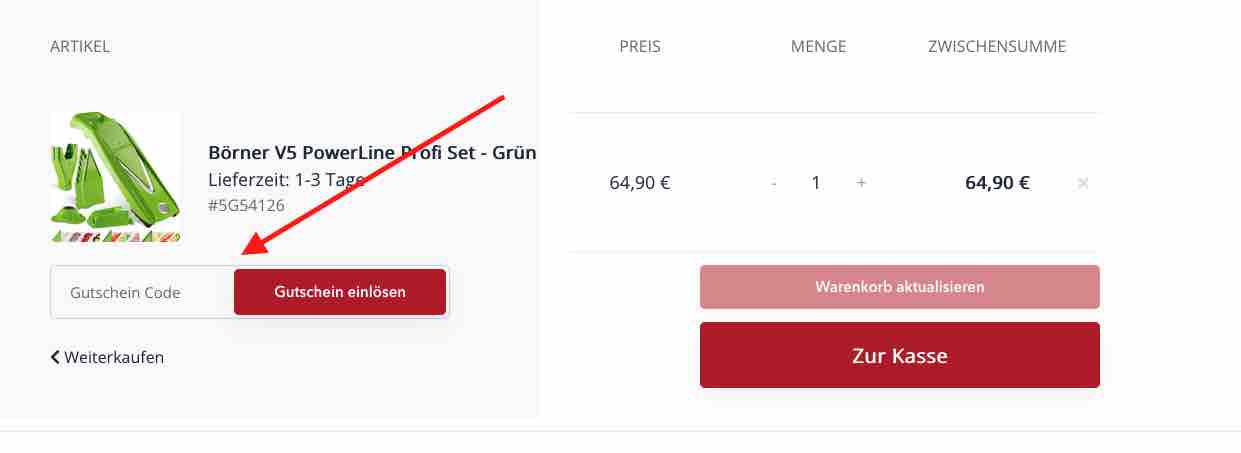Börner Gutschein einlösen