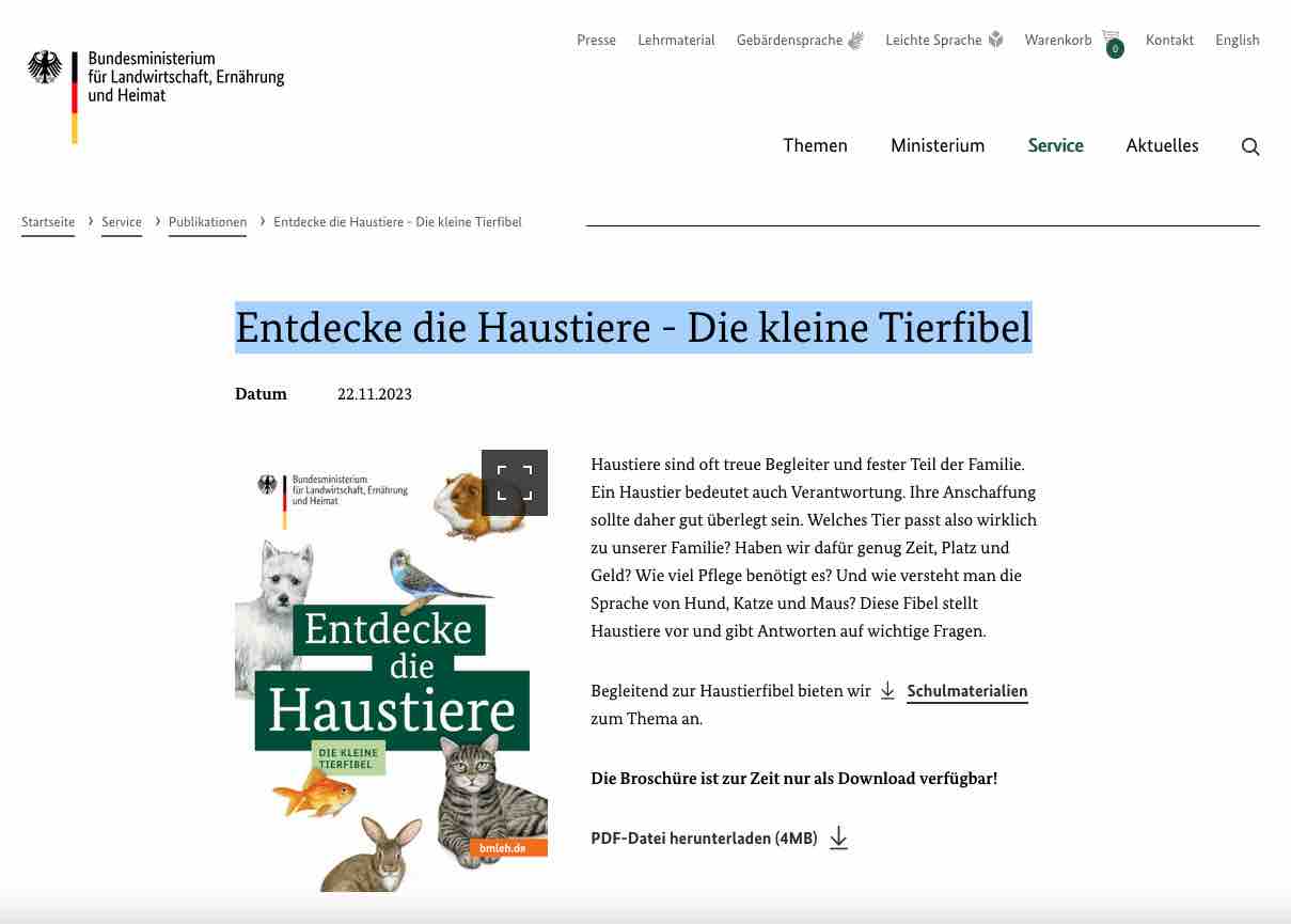 Entdecke die Haustiere - Die kleine Tierfibel