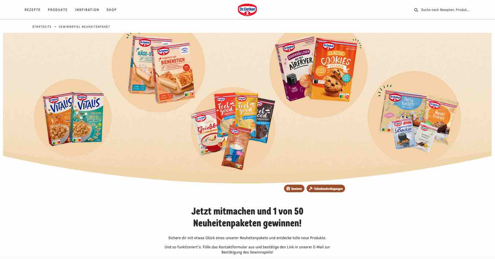 dr oetker Neuheitenpaket gewinnspiel