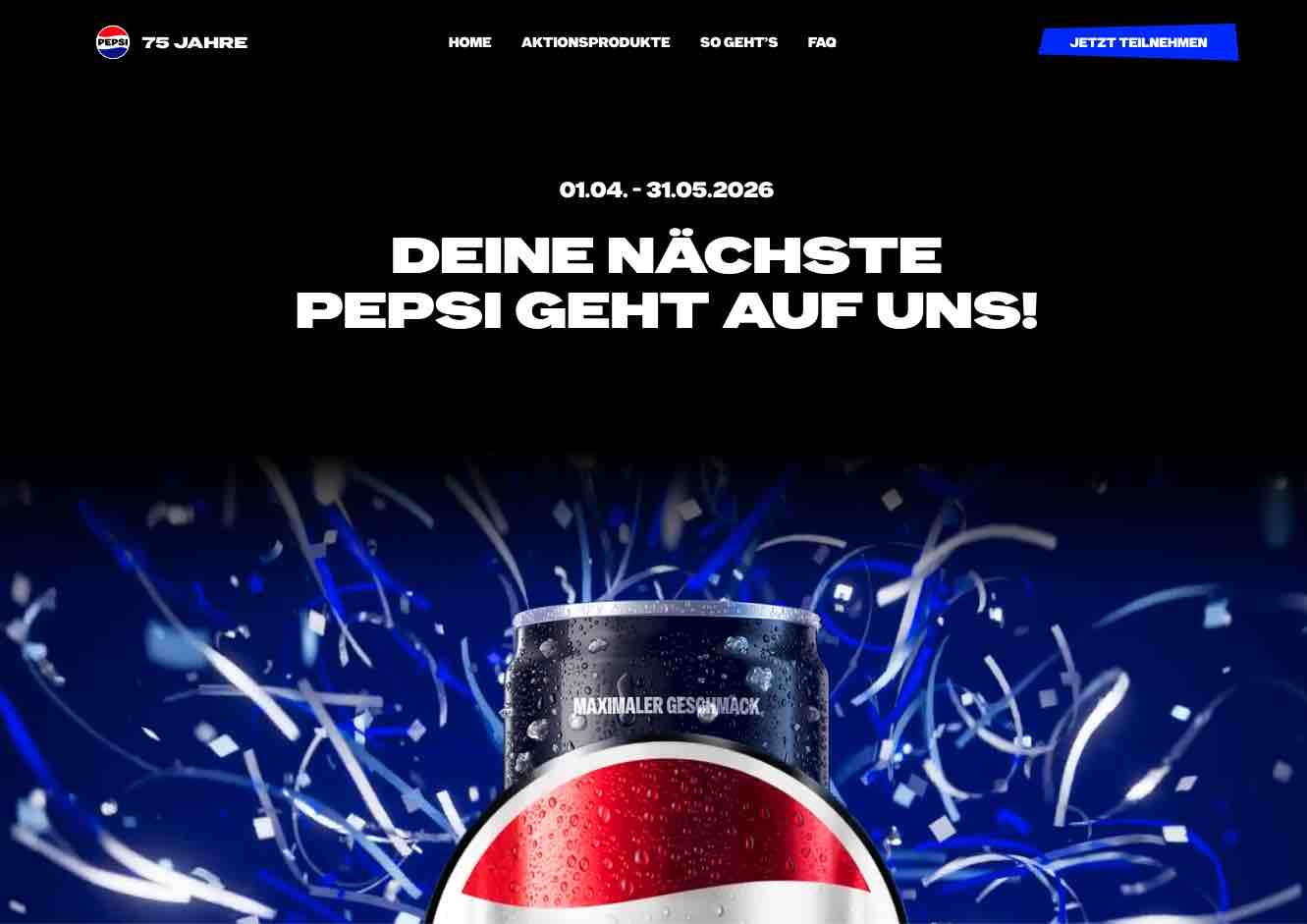 PEPSI Gratis testen dank Cashback!